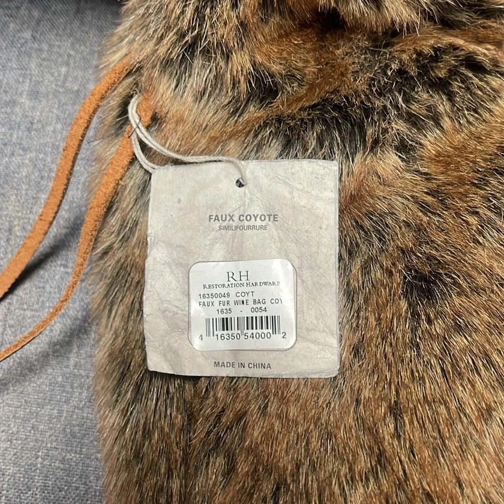 Restoration Hardware Faux Fur Wine Bag